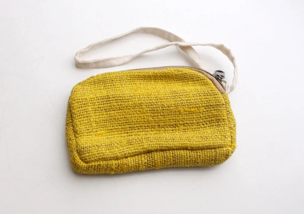 100% Natural and Pure Bright Yellow Hemp Money/Cosmetics Purse