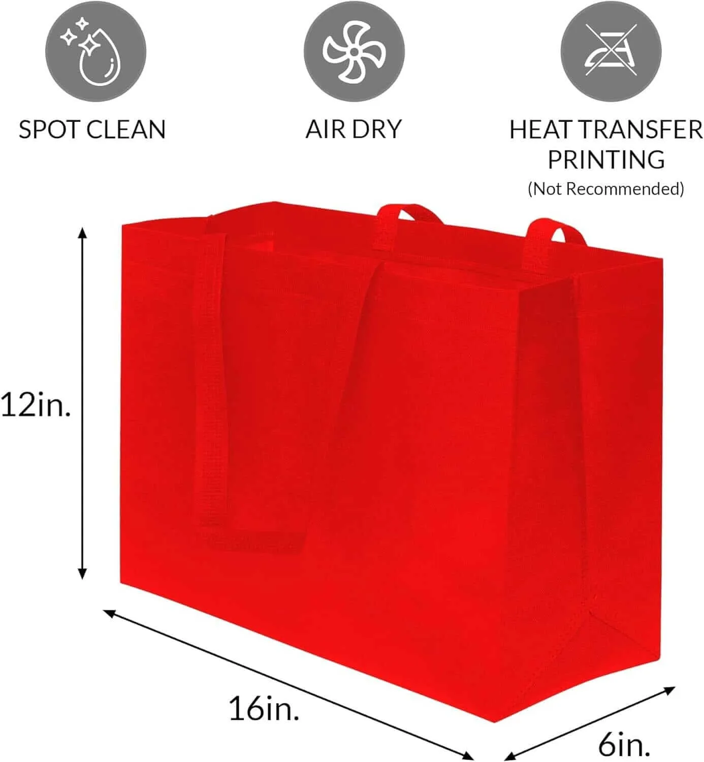 16x6x12 Large Red Heat Sealed Reusable Fabric Bags