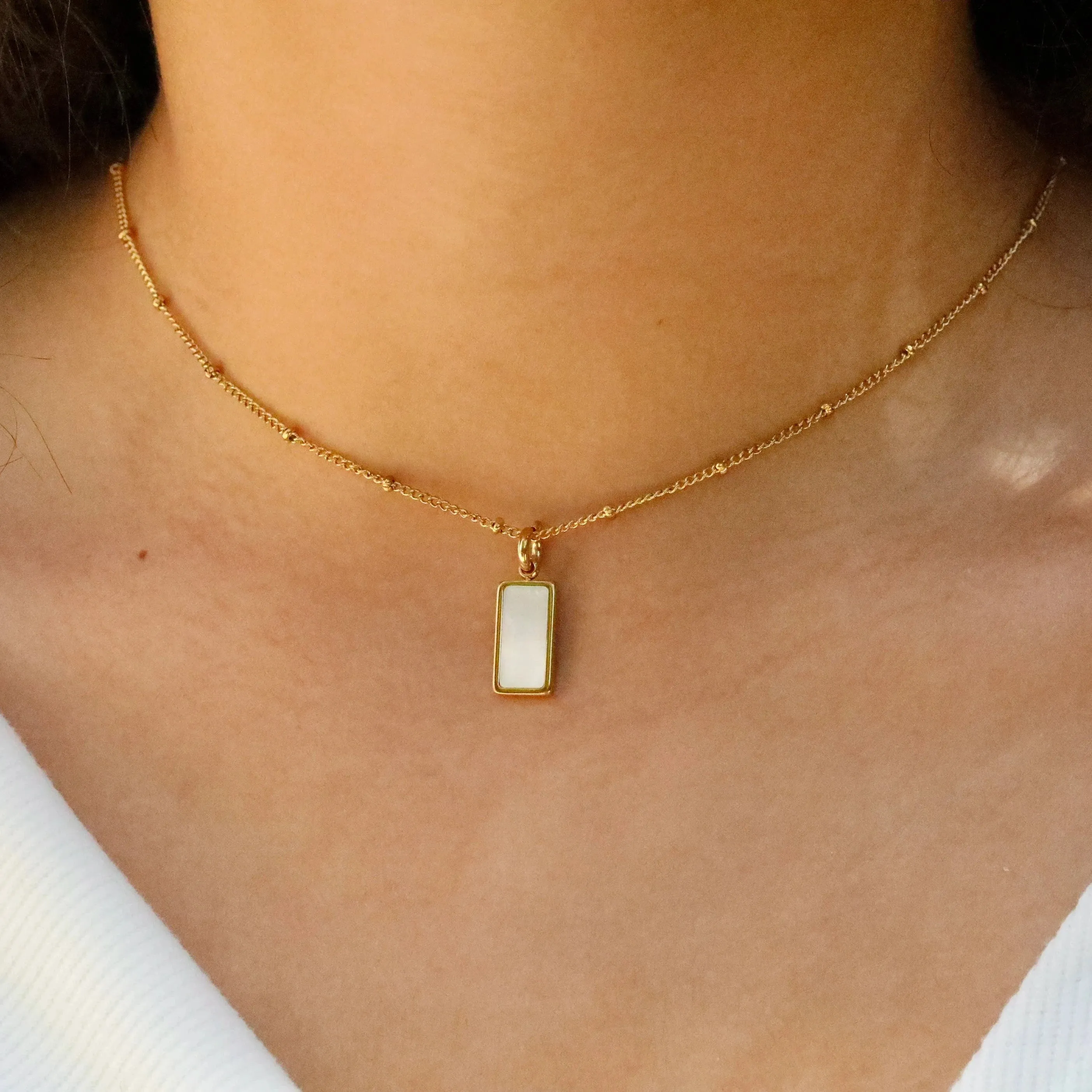 18K Gold-Filled Rectangle Malachite Necklace