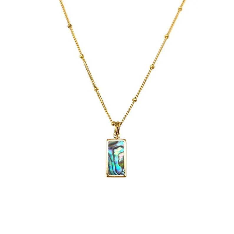 18K Gold-Filled Rectangle Malachite Necklace