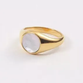 18K Gold-Filled Round Shell Ring