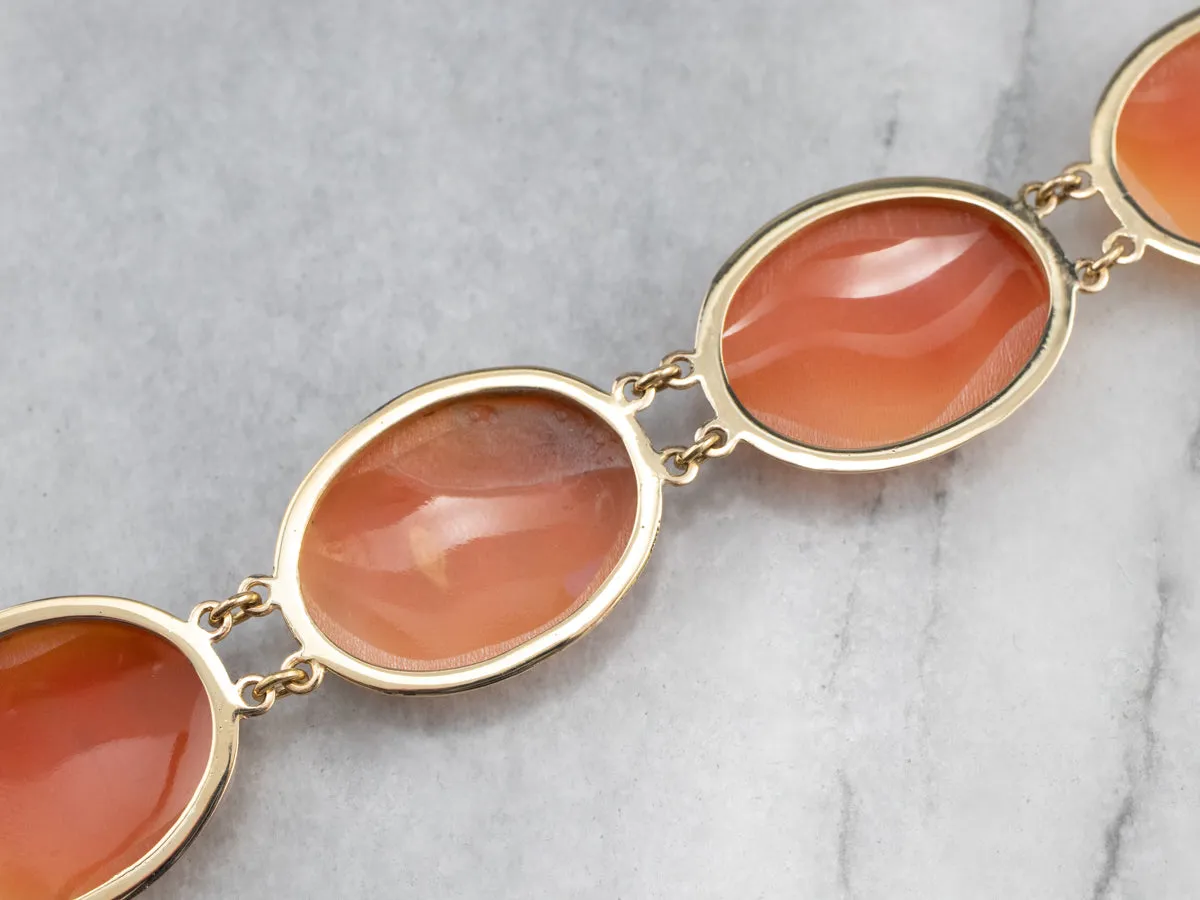 18K Gold Mid Century Cameo Bracelet