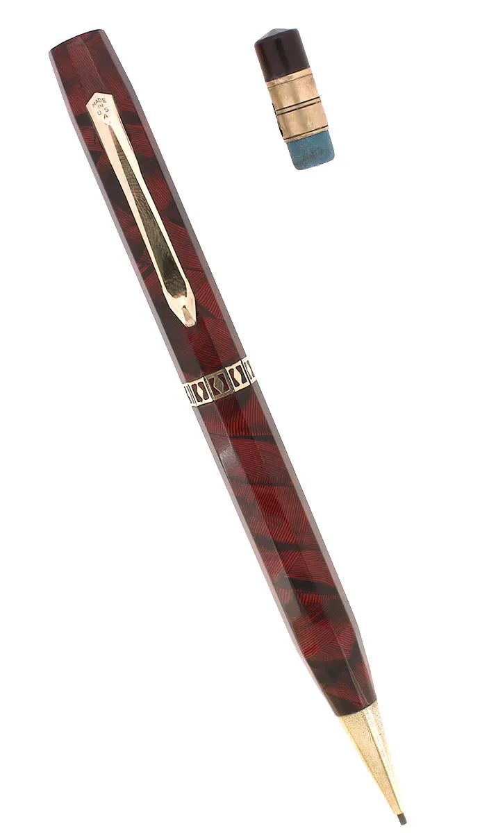 1930S WAHL EVERSHARP DORIC RED SHELL REPEATER PENCIL RESTORED