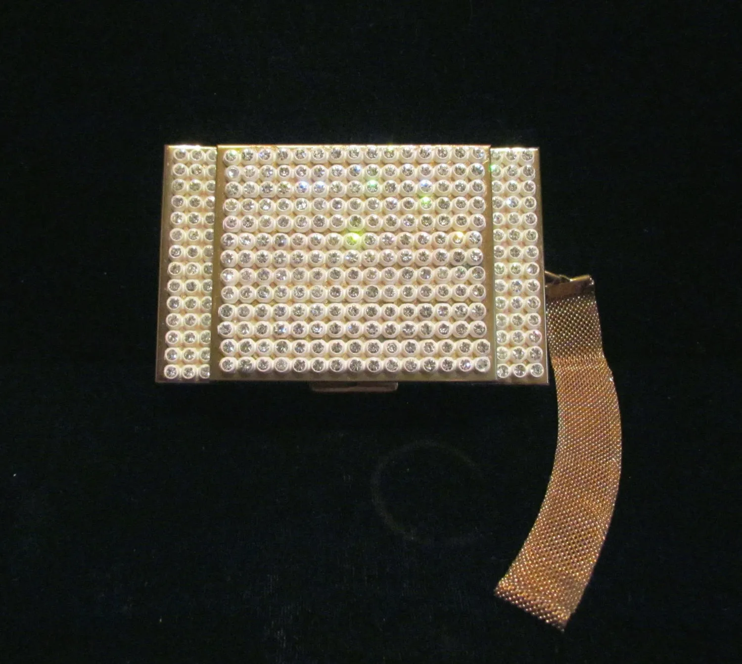 1950's Rhinestone Compact Purse Bling Bag Hollywood Regency Mad Men Unused