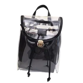 2 in 1 Clear Girl Transparent Fashison Backpack Satchel Women Jelly Beach Tote School