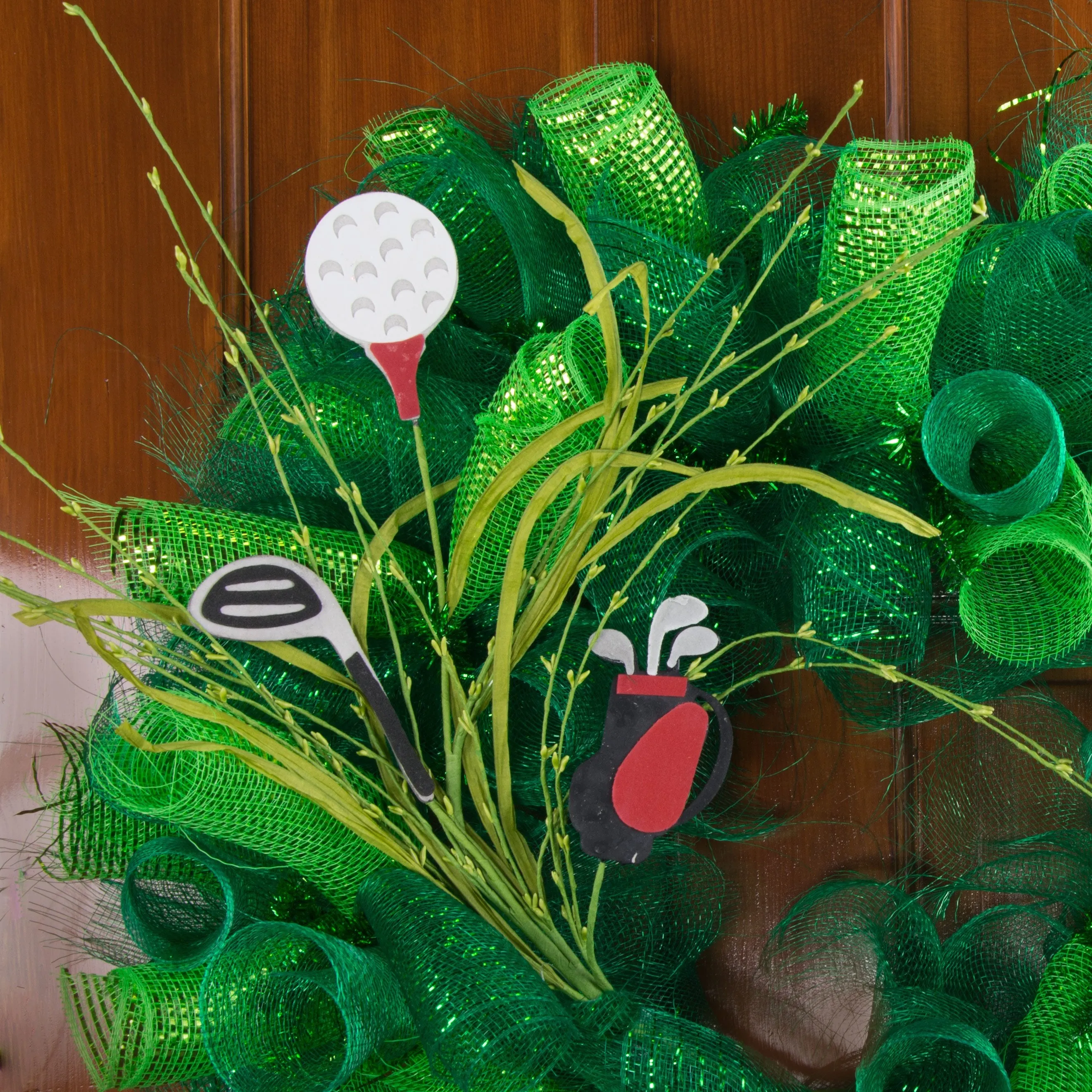 28" Golf Floral Spray: Ball, Club & Golf Bag