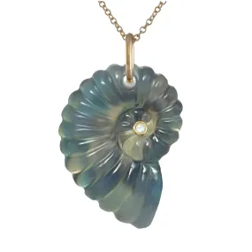 Abalone & Diamond Luminescent Ammonite Shell Charm