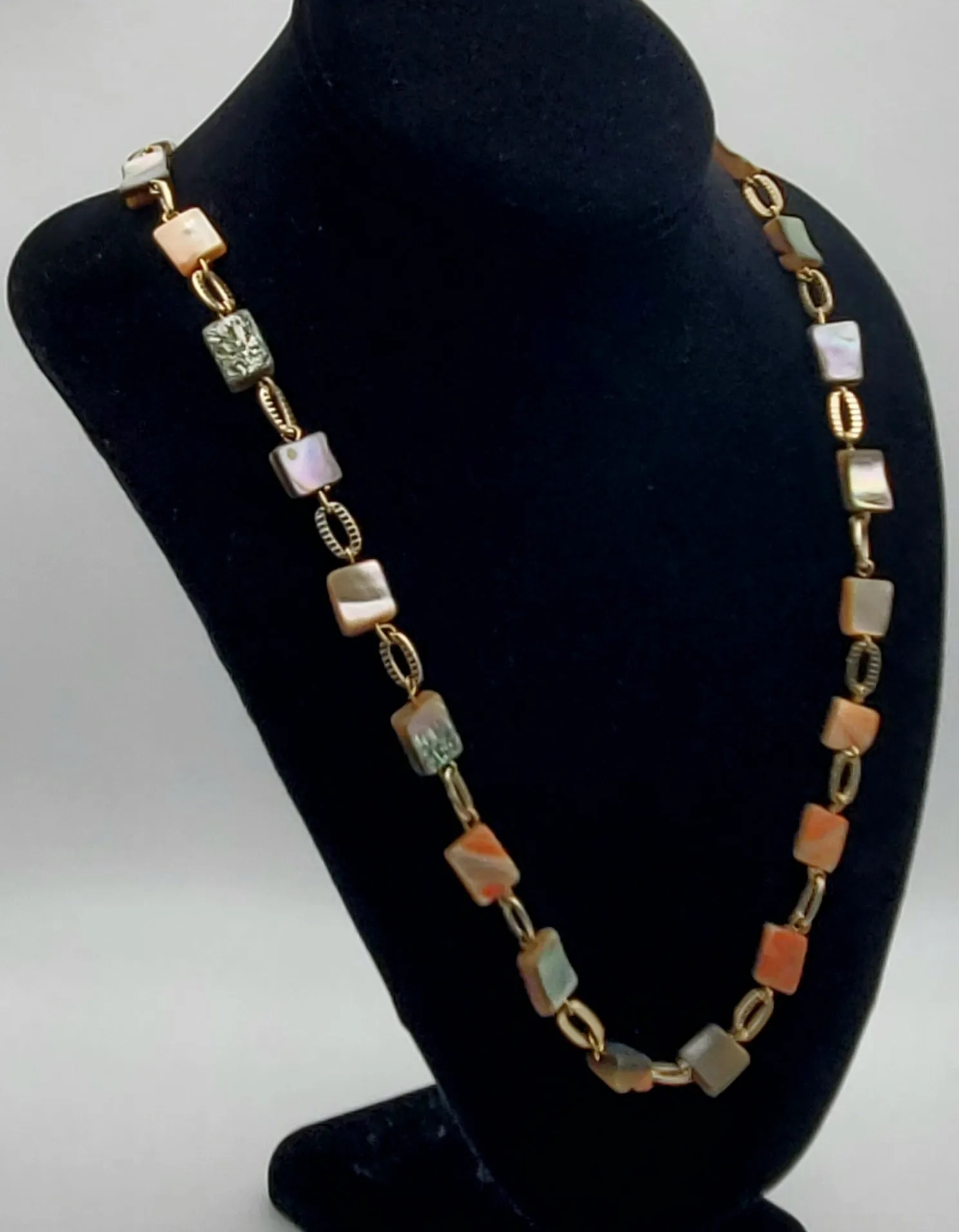 Abalone Shell Gold Tone Chain Necklace - 26"