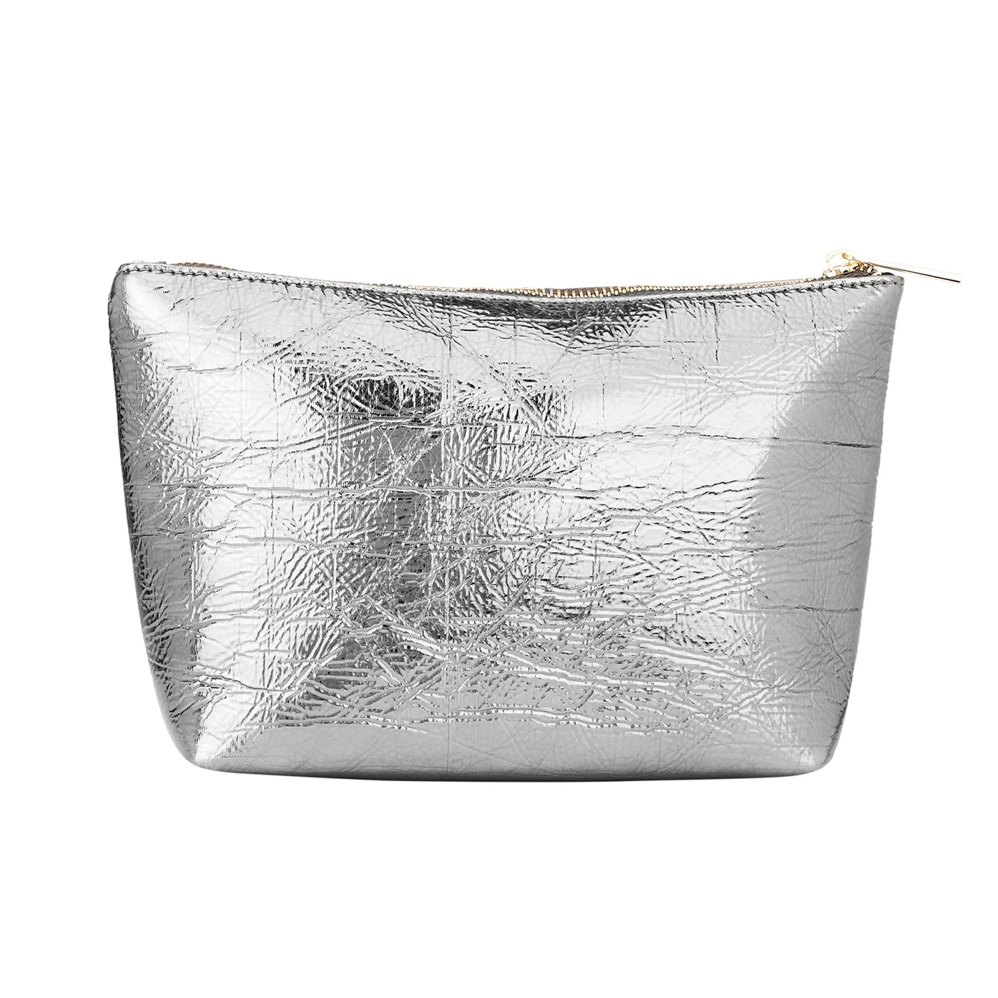 Accessorize London Women's Silver Large Metallic Makeup Bag