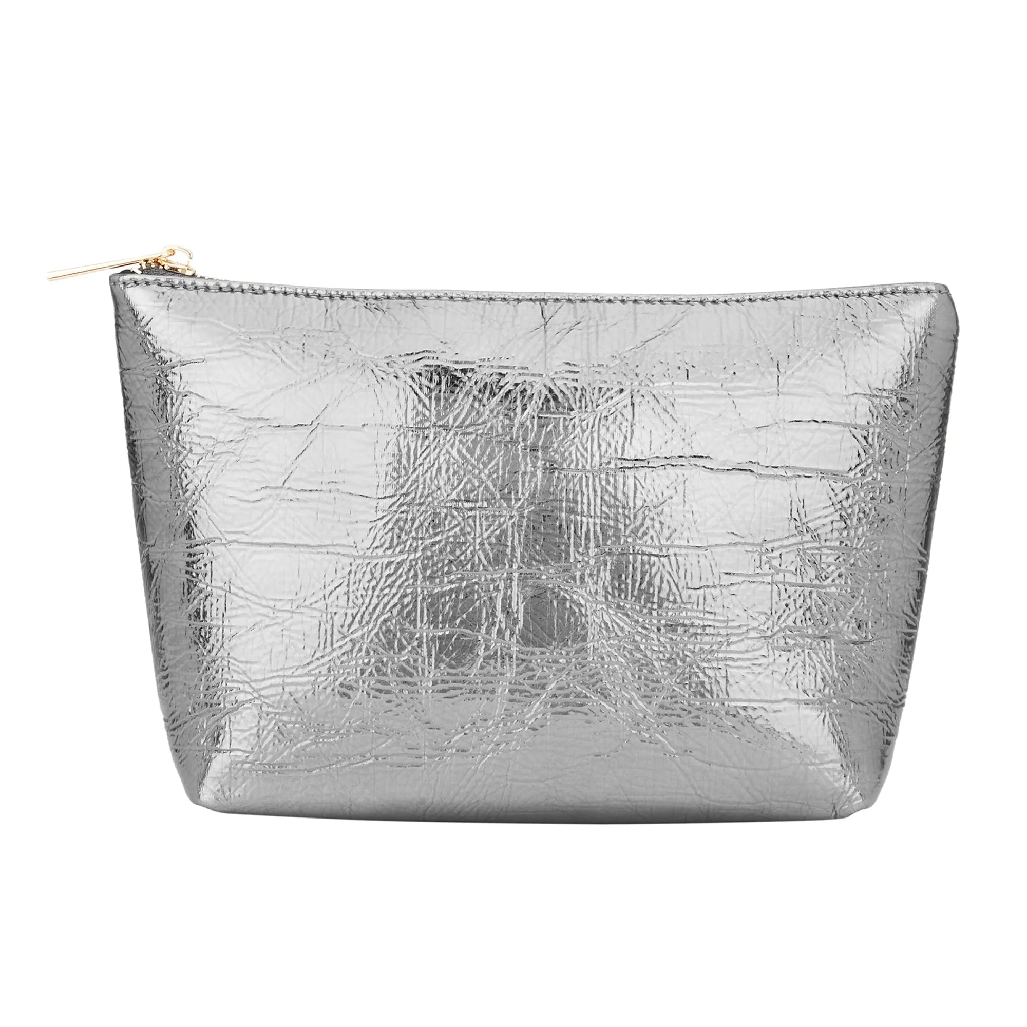 Accessorize London Women's Silver Large Metallic Makeup Bag