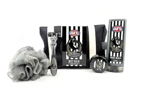 AFL Toiletry Gift Set - Collingwood Magpies - Bag Body Wash Razor Soap Loofah