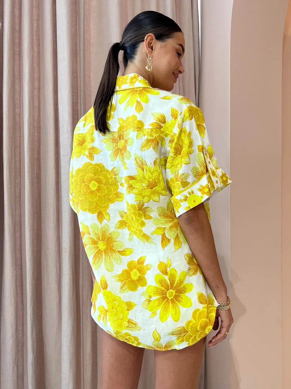 Alemais Sonny Oversized Shirt in Lemon