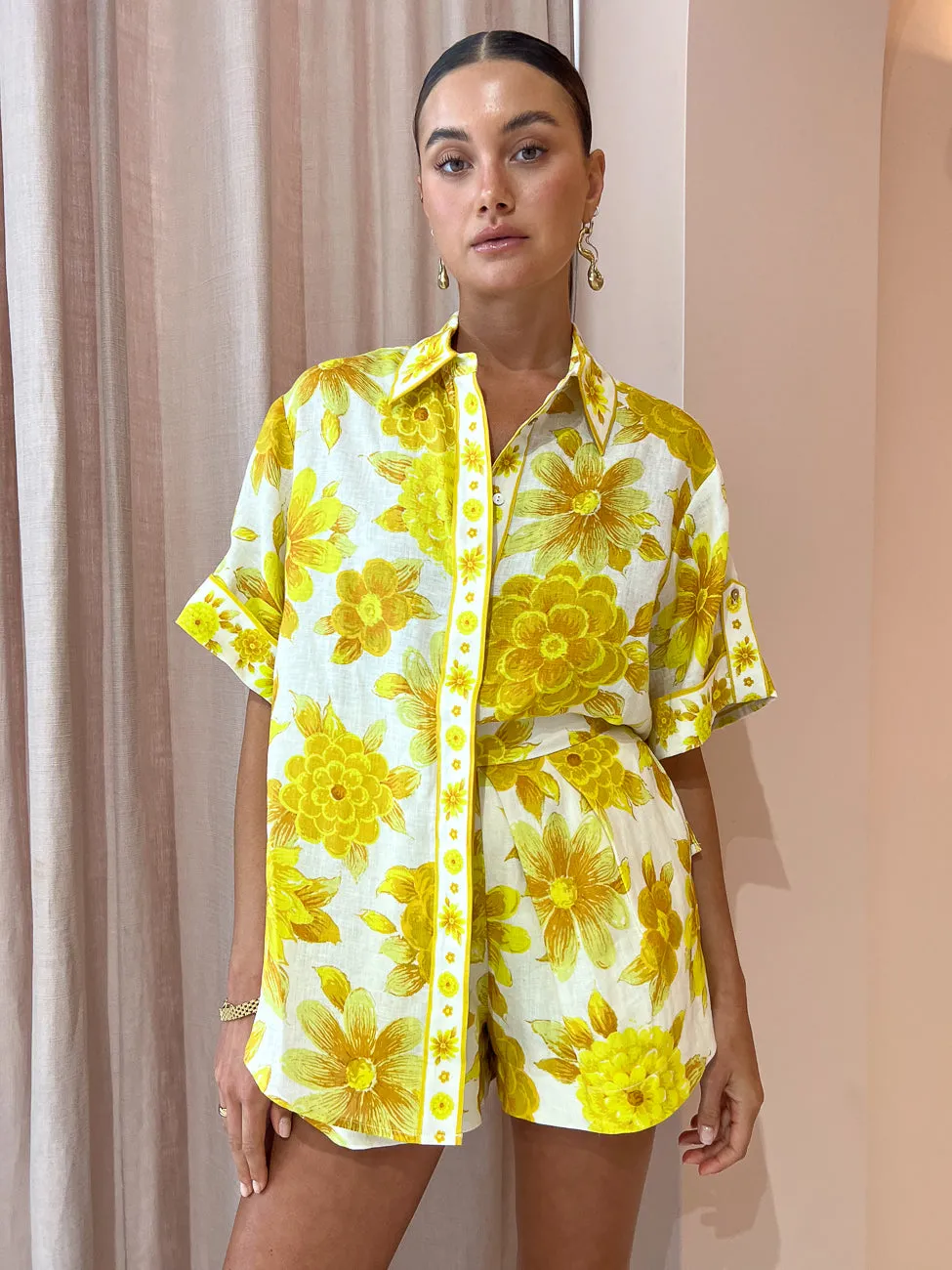 Alemais Sonny Oversized Shirt in Lemon