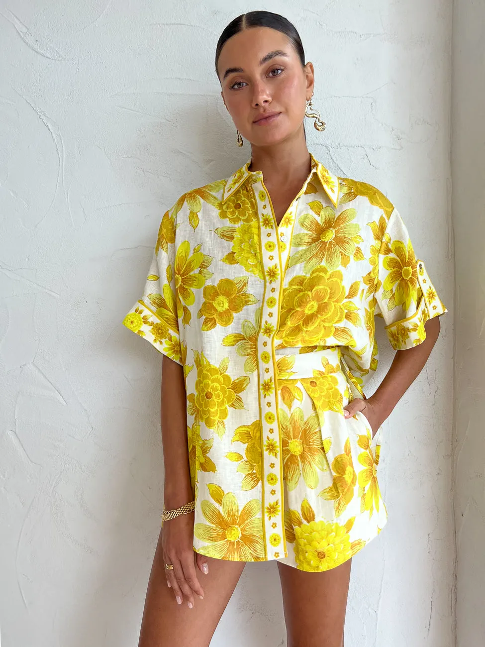 Alemais Sonny Oversized Shirt in Lemon