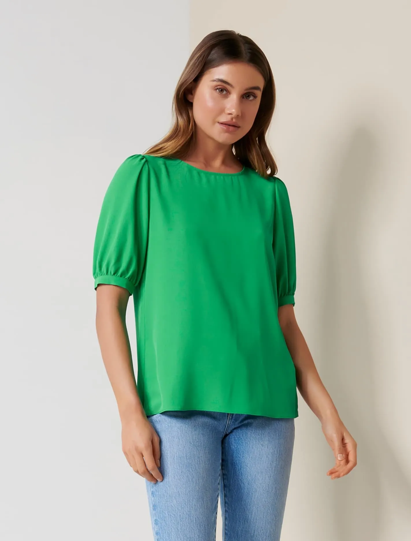 Amena Puff Sleeve Shell Blouse