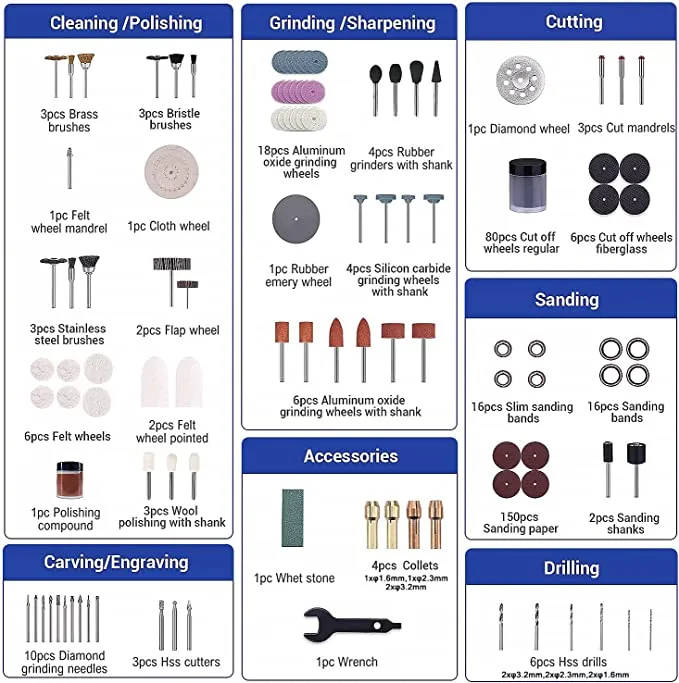 APEXFORGE Rotary Tool Accessories Kit, 357Pcs Accessories Kit - #M0