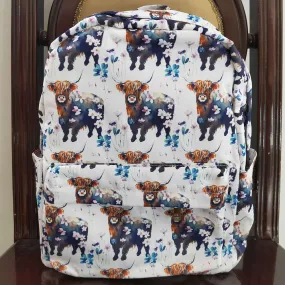 Baby Kids Backpack Cow Flowers Western Girls Backpacks Bags BA0078