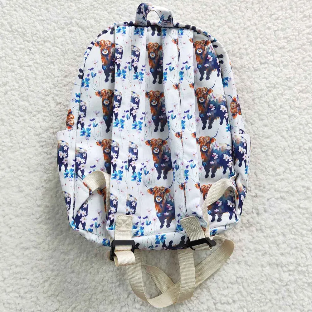 Baby Kids Backpack Cow Flowers Western Girls Backpacks Bags BA0078