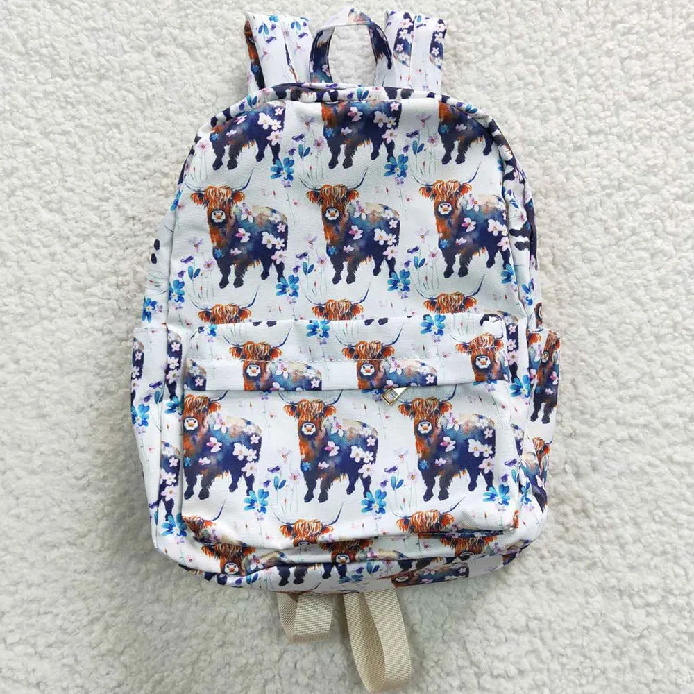 Baby Kids Backpack Cow Flowers Western Girls Backpacks Bags BA0078