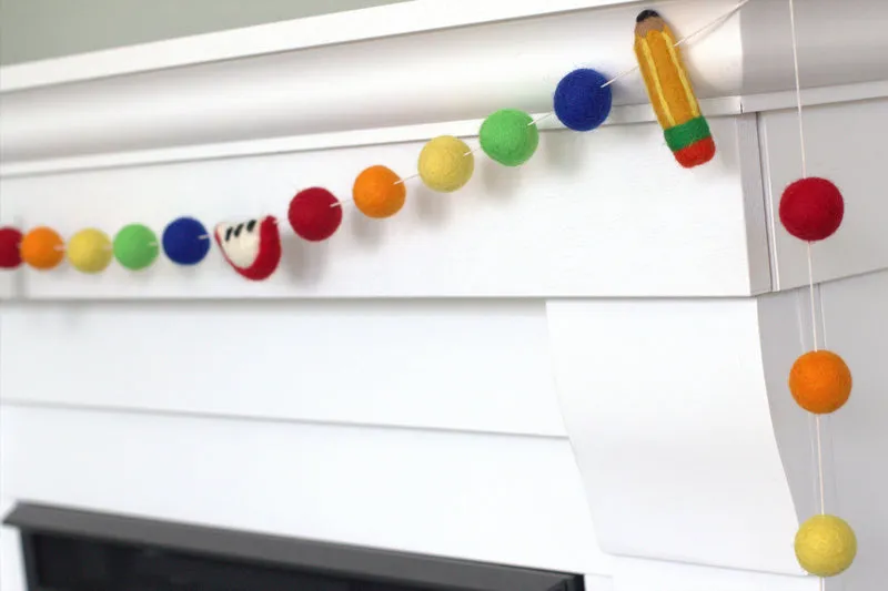 Back to School Apple & Pencil Garland- Rainbow