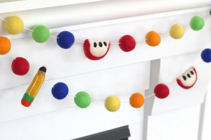 Back to School Apple & Pencil Garland- Rainbow