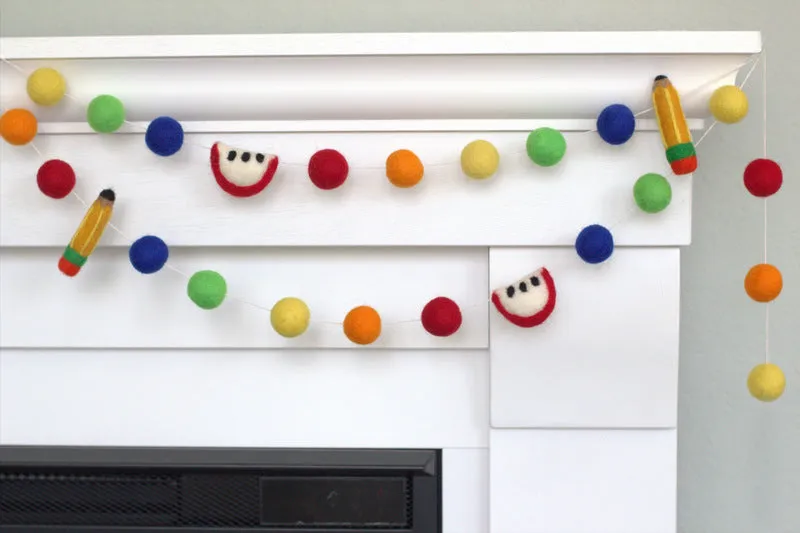 Back to School Apple & Pencil Garland- Rainbow