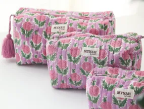 'BERRY SMOOTHIE' printed travel/makeup zipper pouch-set of 3