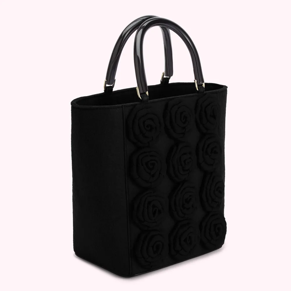 BLACK LIFE IS A BAG OF ROSES BIBI TOTE