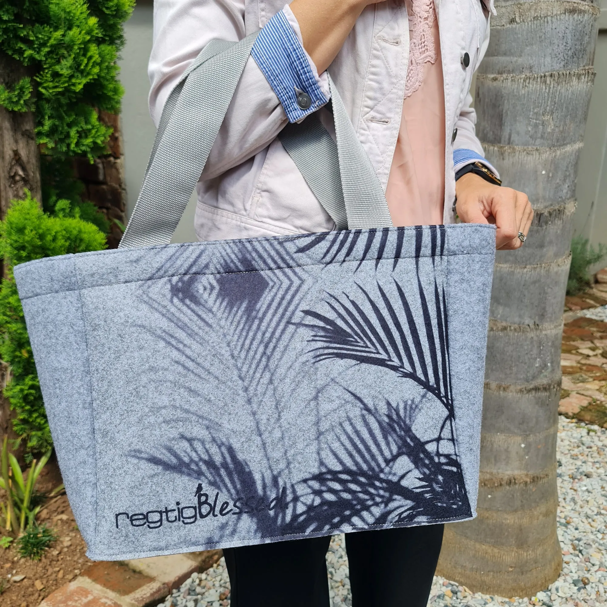 Black Palms - Recycled Felt Shopper Bag