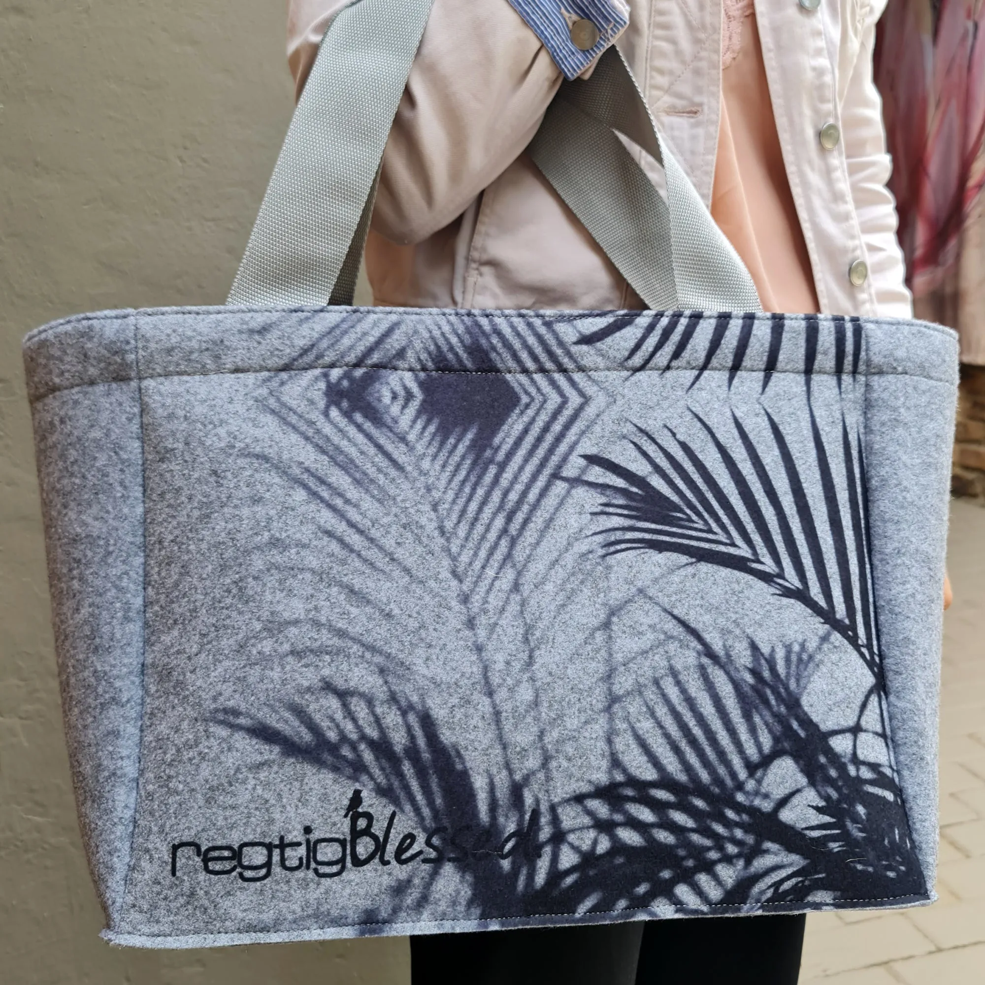 Black Palms - Recycled Felt Teacher Bag