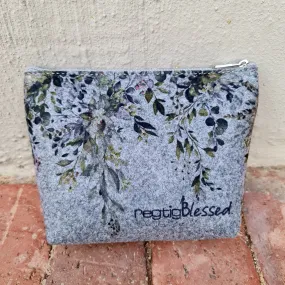 Botanical Leaves - Recycled Felt Cosmetic Bag