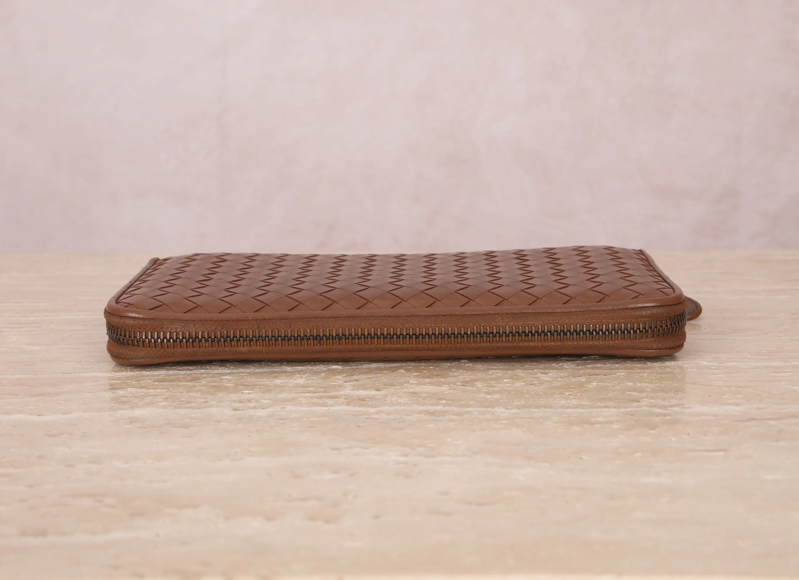 Bottega Veneta Intrecciato Brown Wallet on Strap