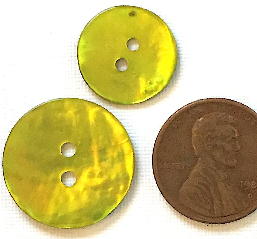 Bright Green Shiny Agoya Shell Button, 9/16" or 3/4"