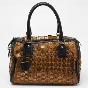 Brown/Black Metal Metal Embellished Duffle Bag