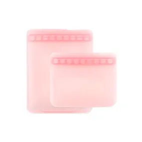 Bumkins Silicone Flat Reusable Bag 2pk - Pink