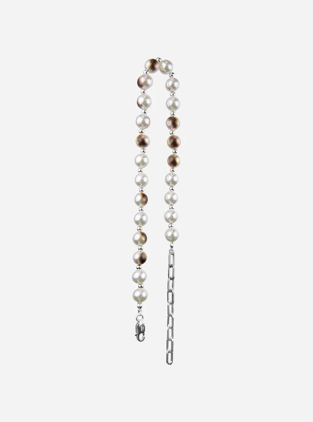 Burnt pearls with silver beads necklace