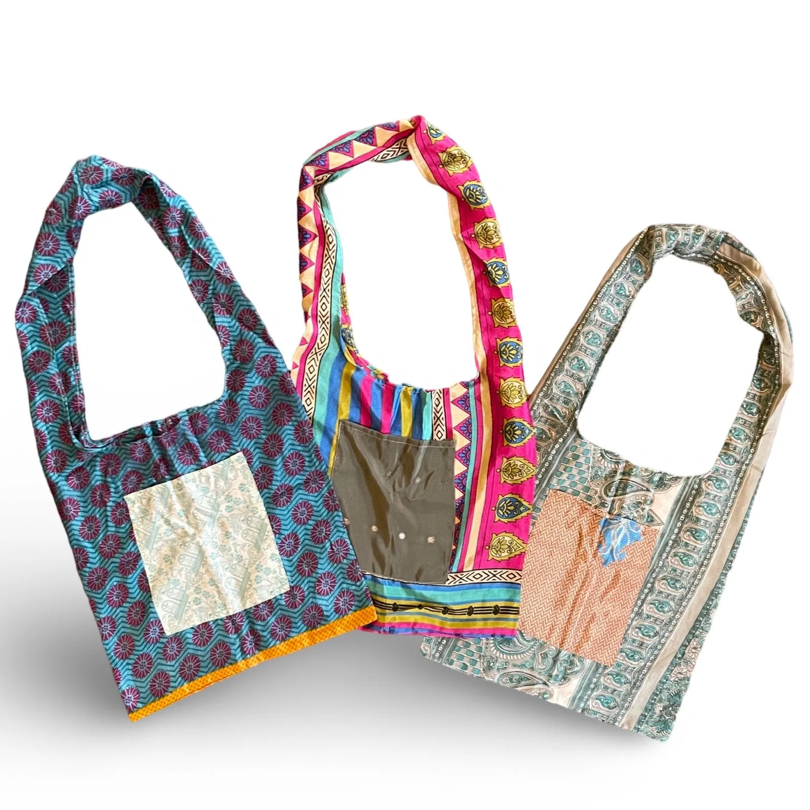 Buy 2 Get 1 Free - Mystery Print Recycled Sari Farmers Market Bag