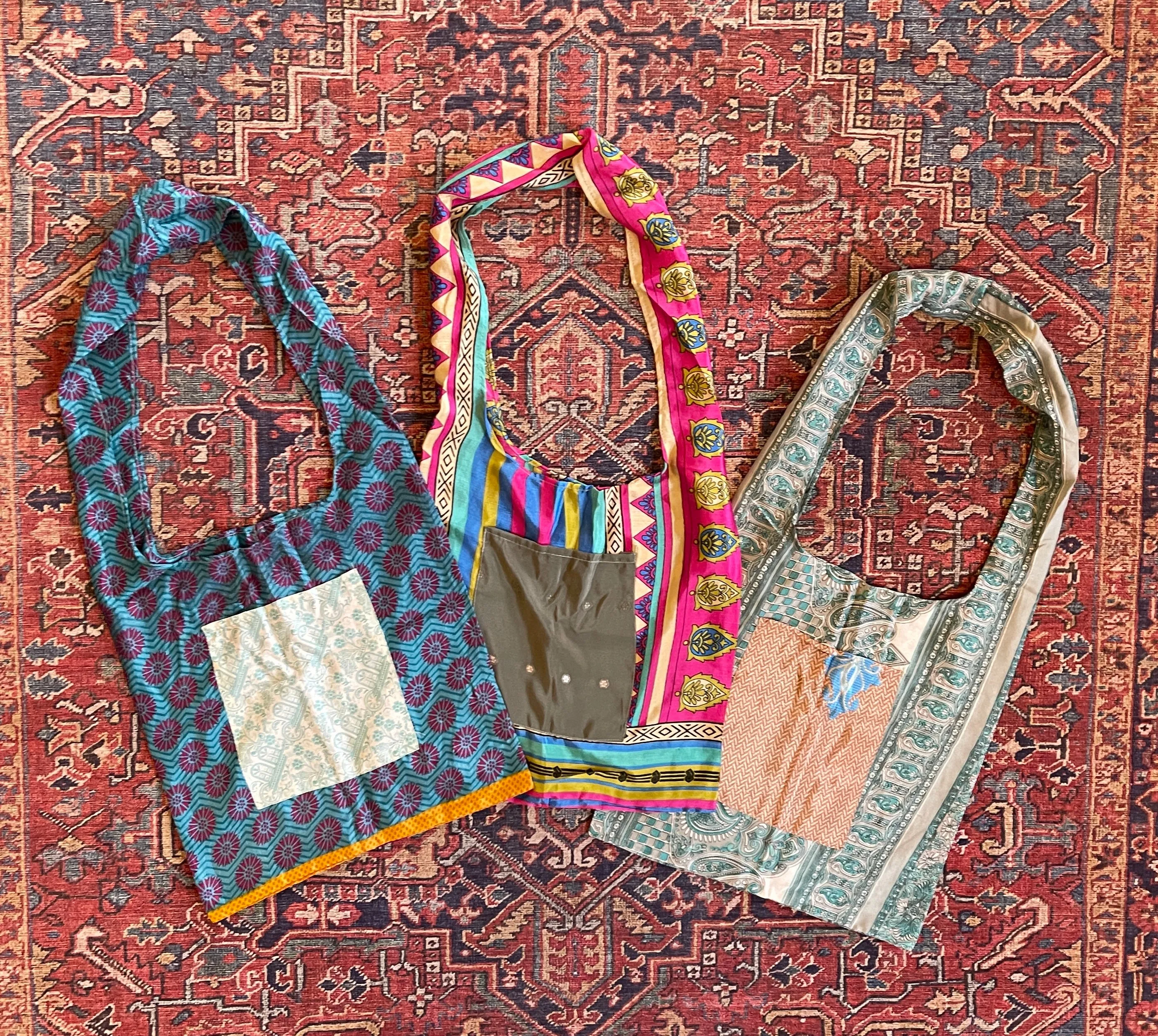 Buy 2 Get 1 Free - Mystery Print Recycled Sari Farmers Market Bag