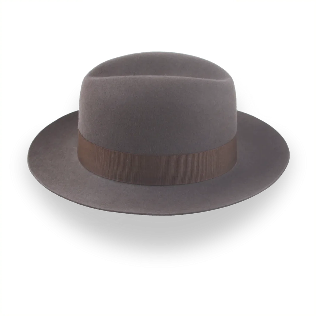 Caribou Grey Classic Men's Single Crease  Fedora in Fur Felt | The Tobin