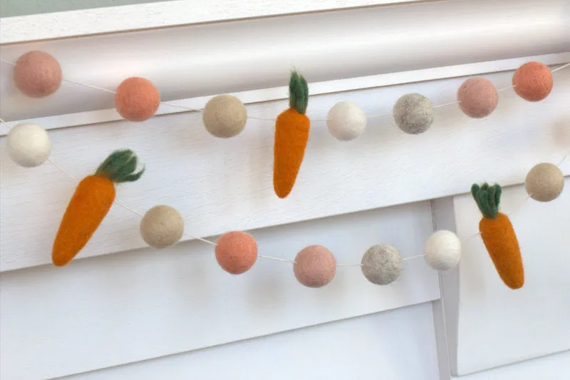 Carrot Easter Garland- Peach, Cream