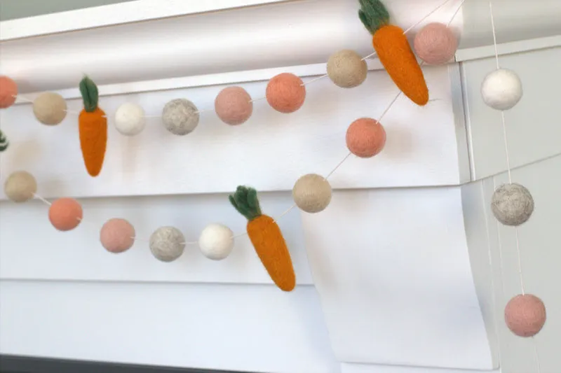 Carrot Easter Garland- Peach, Cream