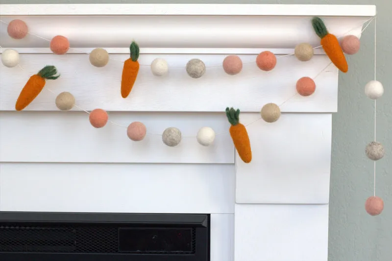 Carrot Easter Garland- Peach, Cream