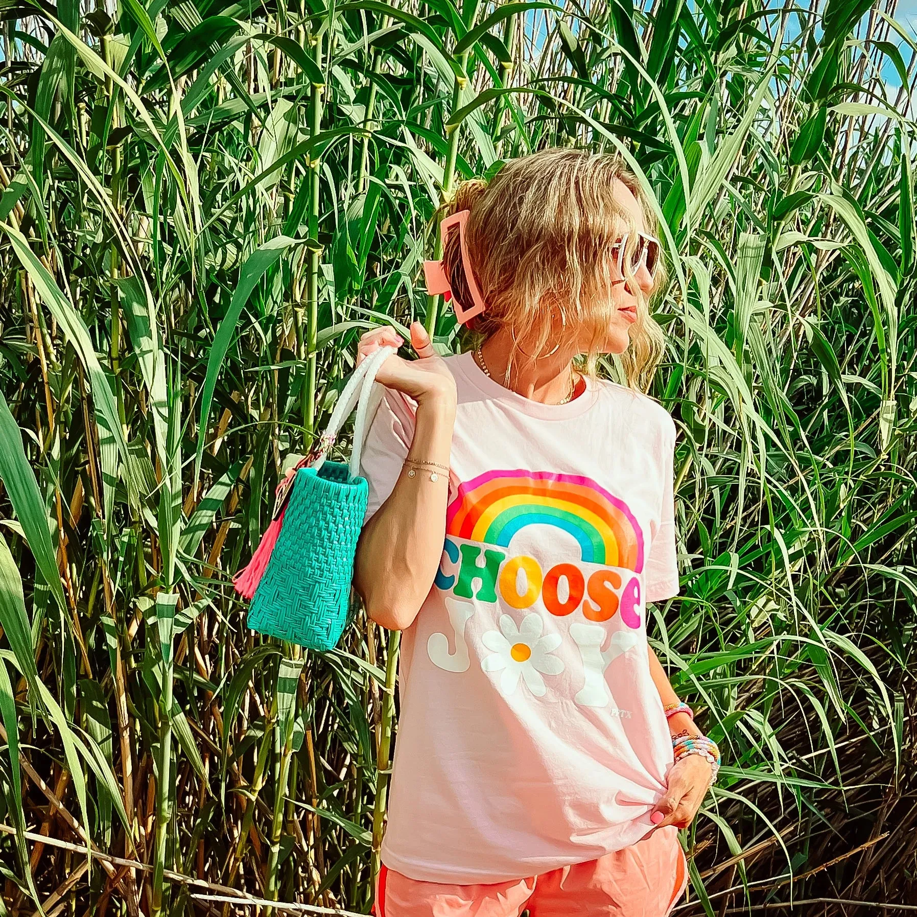 'Choose Joy' Rainbow Short Sleeve Graphic Tee