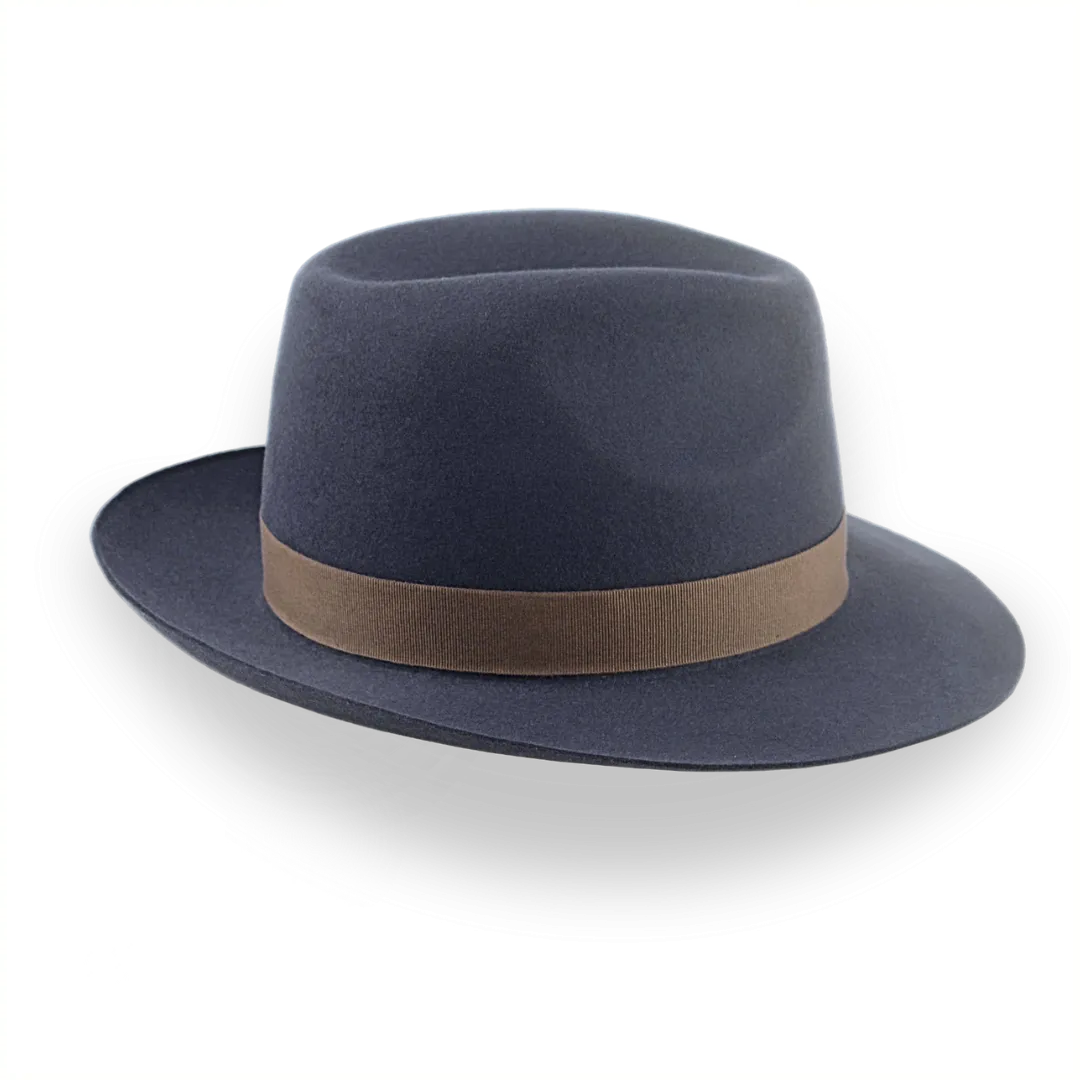 Classic Men's Fedora in Dark Slate Grey Fur Felt | The Senator