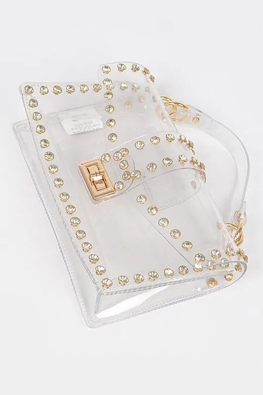 Clear Crystal Stud Crossbody Bag