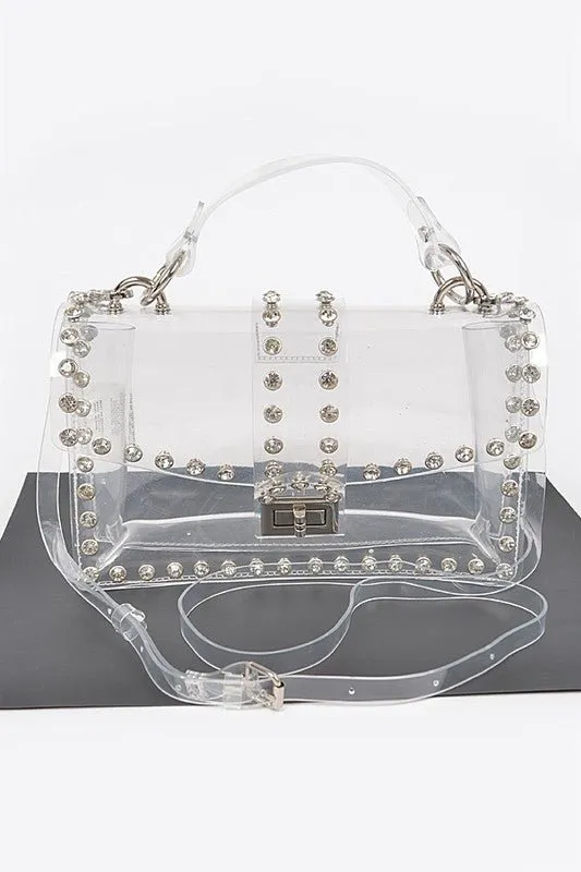 Clear Crystal Stud Crossbody Bag