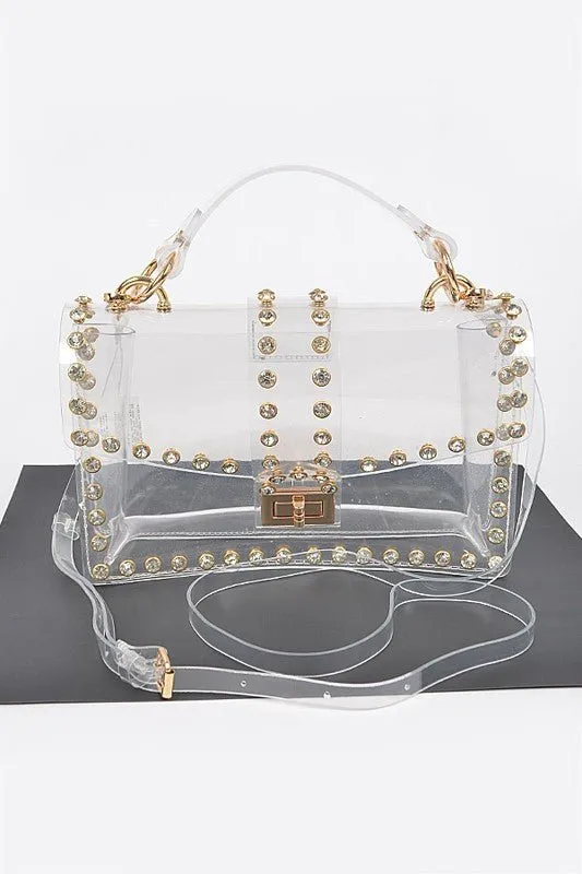 Clear Crystal Stud Crossbody Bag