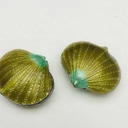 Cloisonne Shell Bead, Brass 20mm