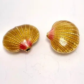 Cloisonne Shell Bead, Gold 20mm