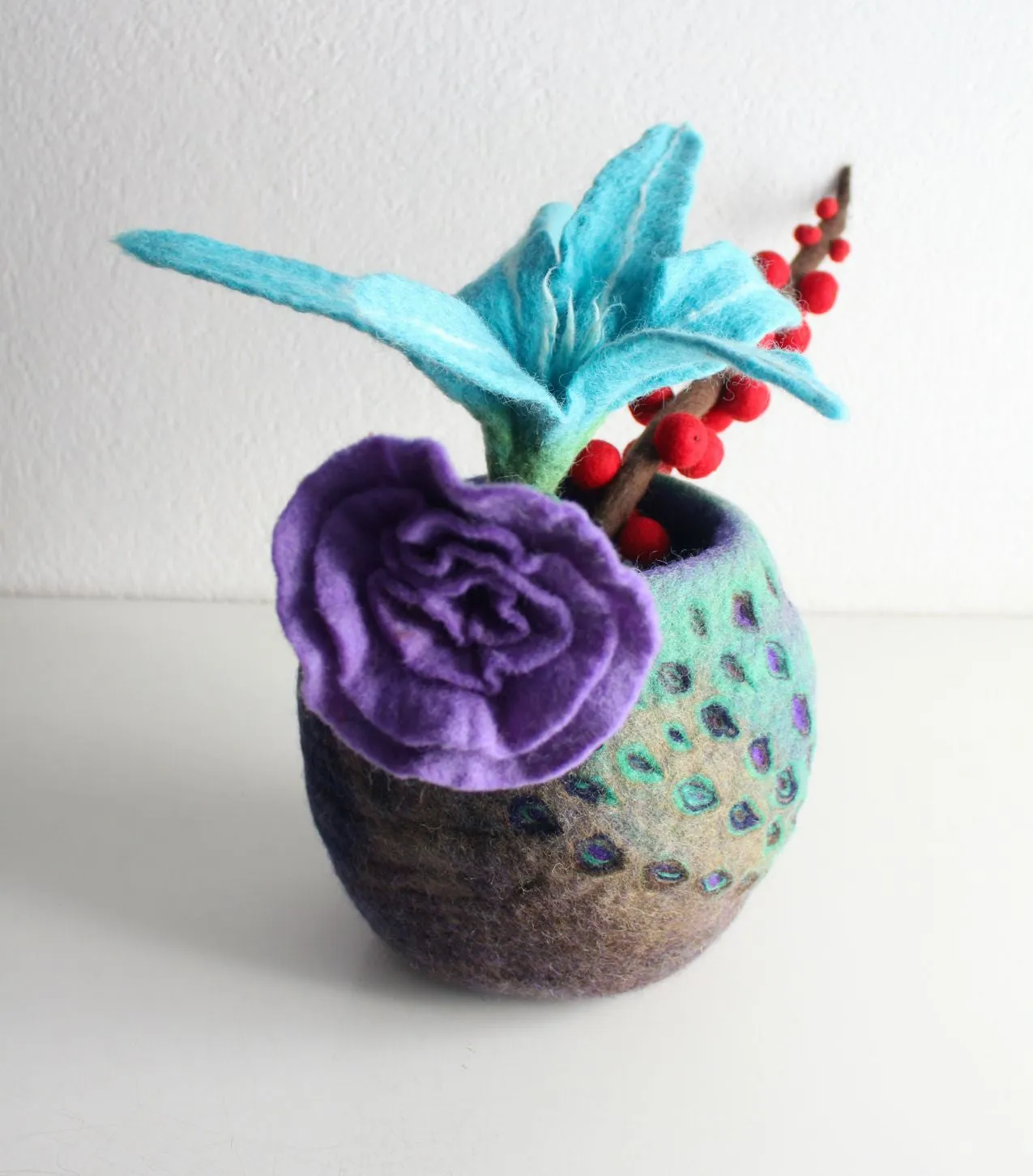 Colorful Felt Wool Flower Vase